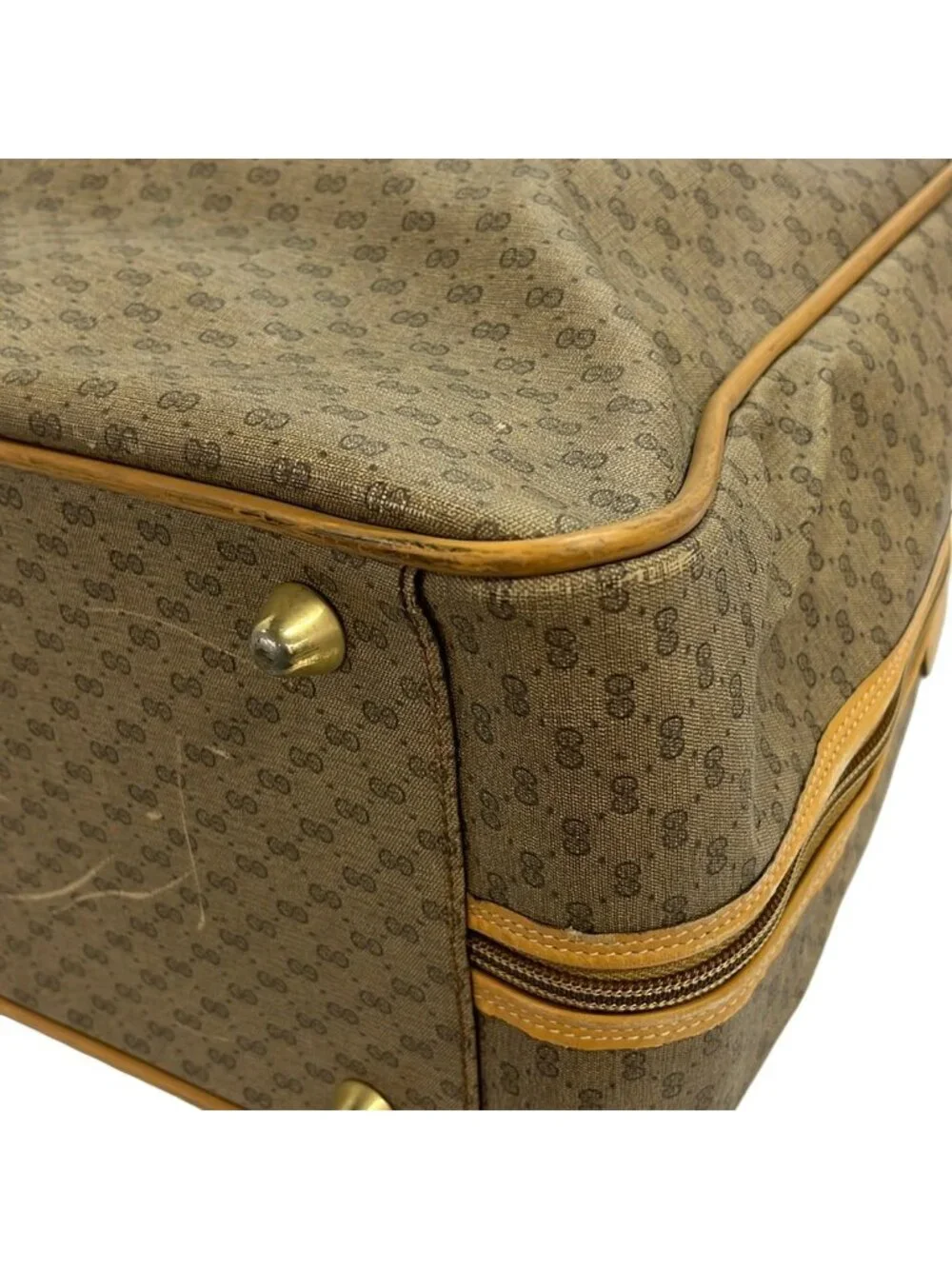 Gucci Boston Bag Vintage Micro GG Sherry Brown Light Multi Leather